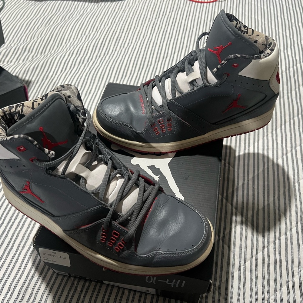 Jordan Dark Gray and Red Sneakers